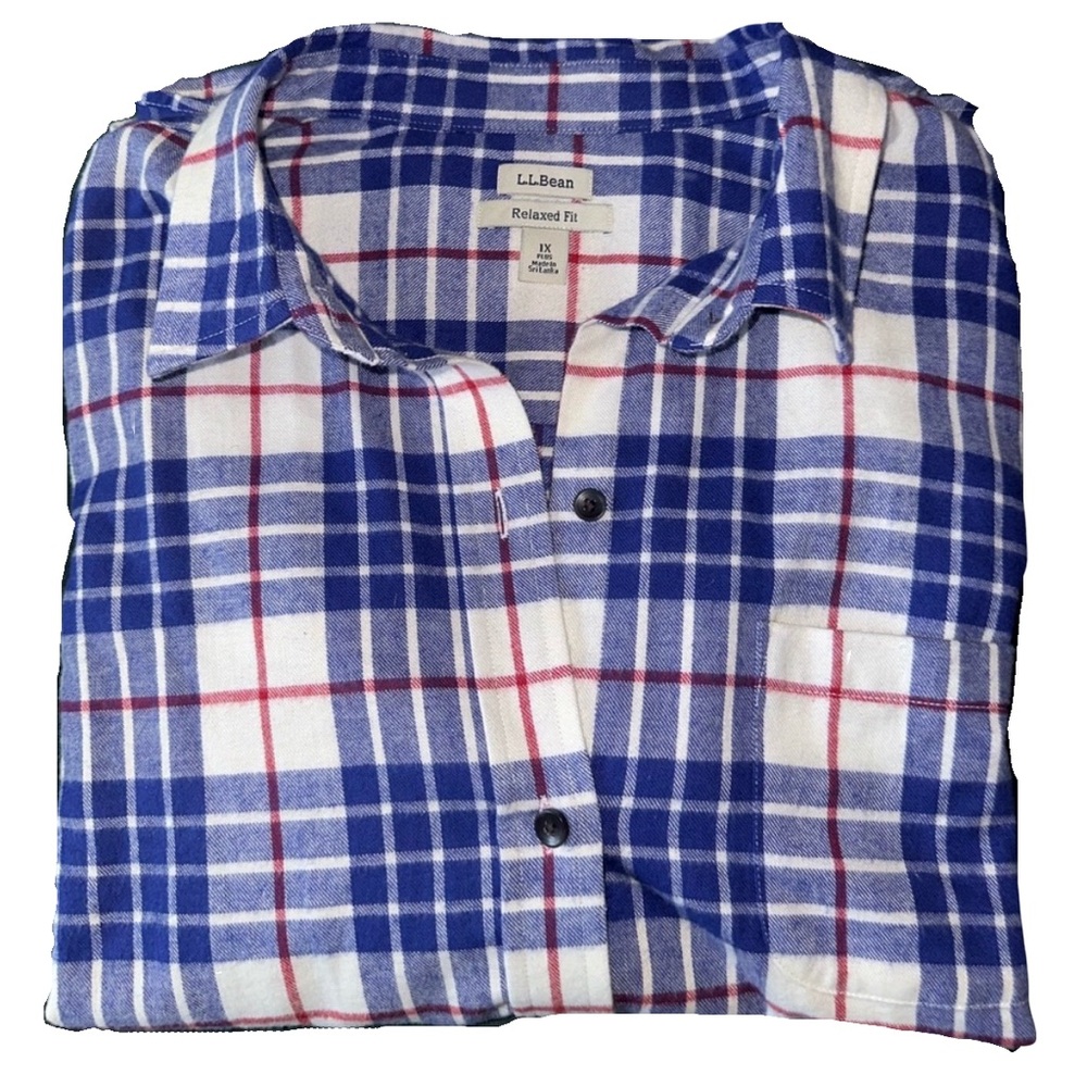 LL Bean Women's Scotch Plaid Flannel Shirt, Relaxed Fit in size 1X